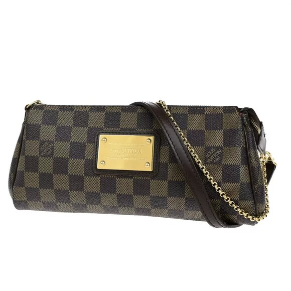 LOUIS VUITTON Eva 2Way Chain Shoulder Bag Damier Ebene Leather BN N55213 22YG793 - Picture 1 of 14